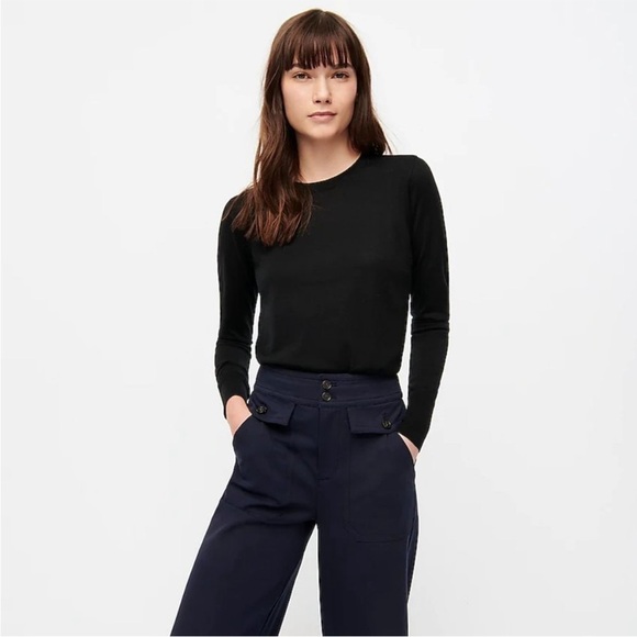 J. Crew | Margot Crewneck Merino Wool Sweater black white classic stripe - Picture 9 of 10